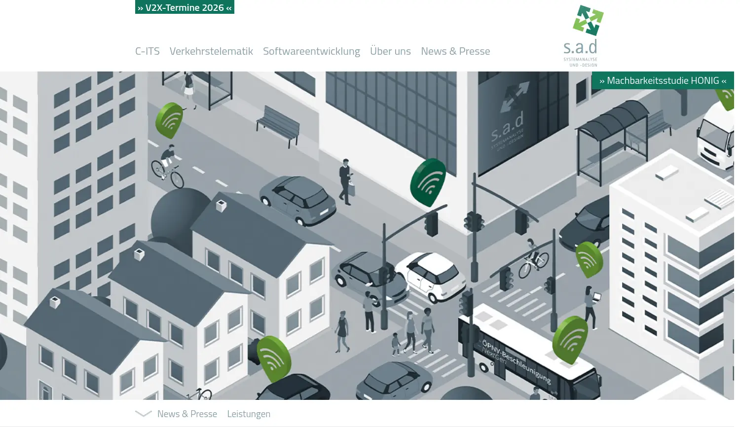 Website der Firma s.a.d Systemanalyse und -Design GmbH