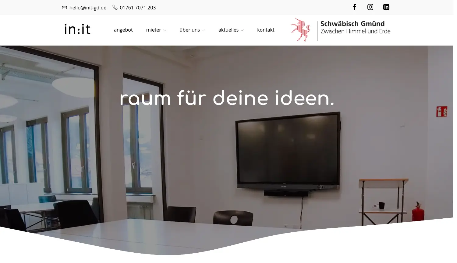 Website der Firma IN:IT Co-Working Lab