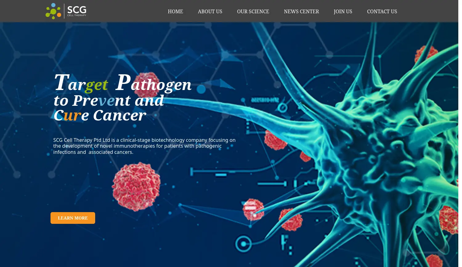 Website der Firma SCG Cell Therapy Pte Ltd