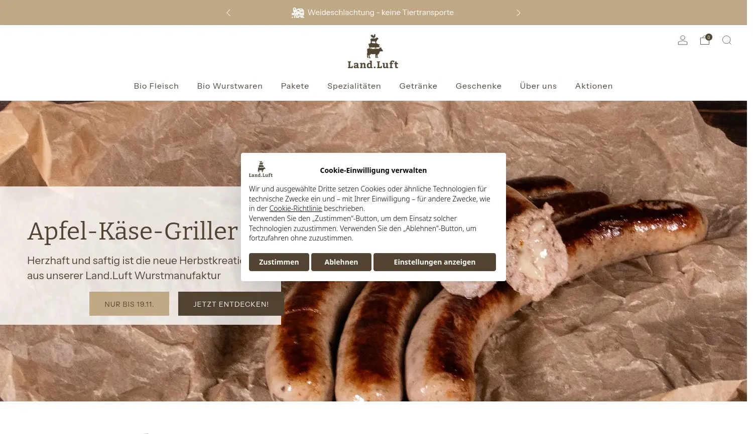 Website der Firma Land.Luft Bio