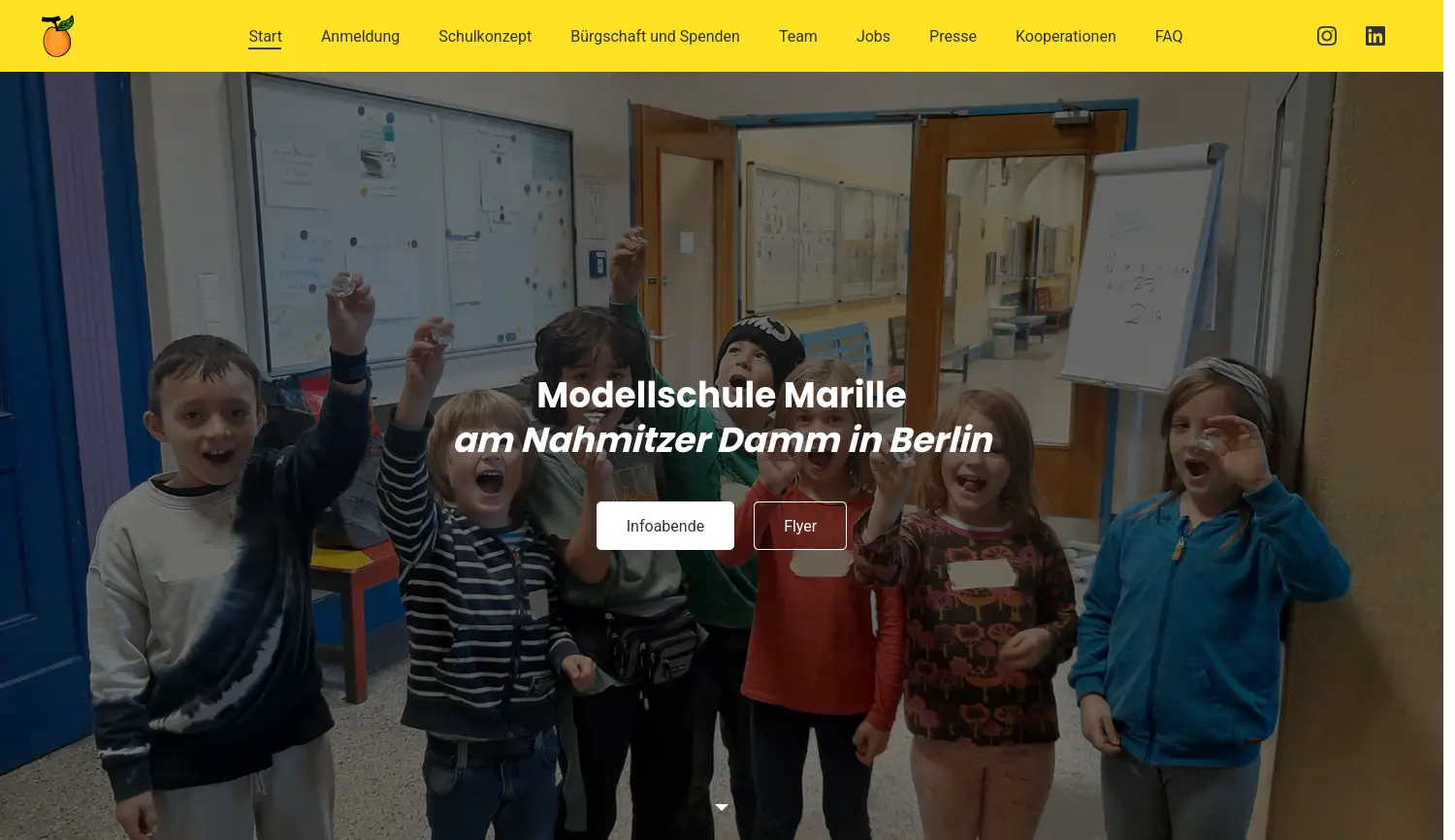 Website der Firma Marille e.V.