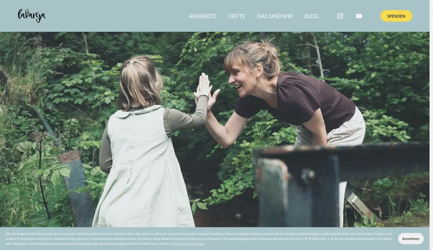 Website der Firma lavanja gGmbH