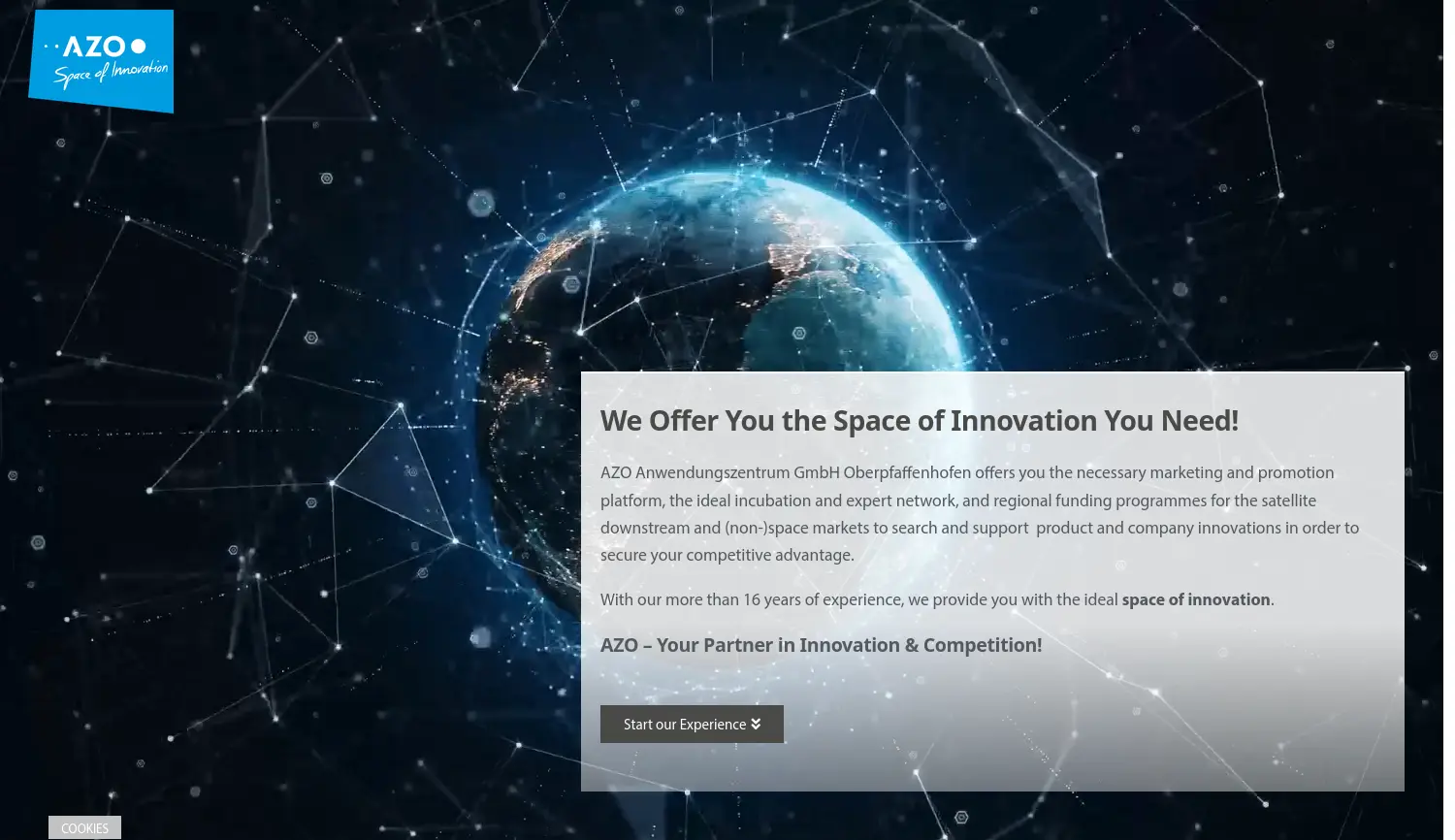 Website der Firma AZO Anwendungszentrum GmbH Oberpfaffenhofen