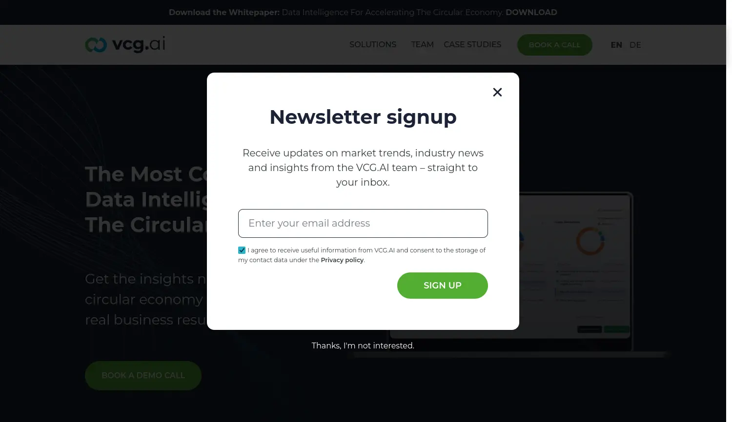 Website der Firma VCG.AI GmbH