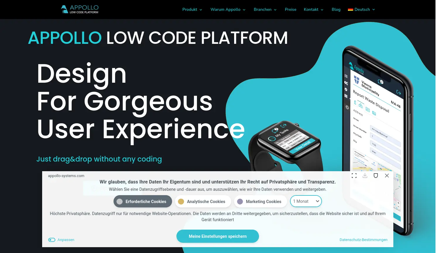 Website der Firma Appollo Systems GmbH