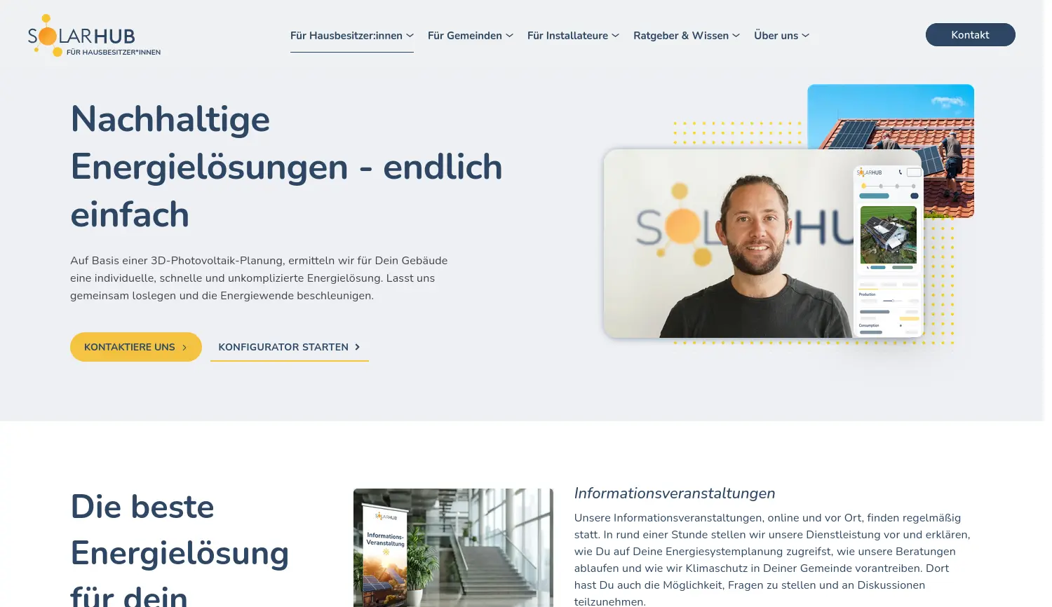 Website der Firma SolarHub GmbH