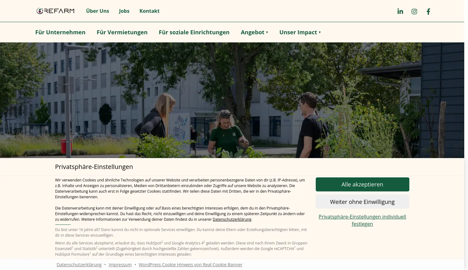 Website der Firma Refarm GmbH