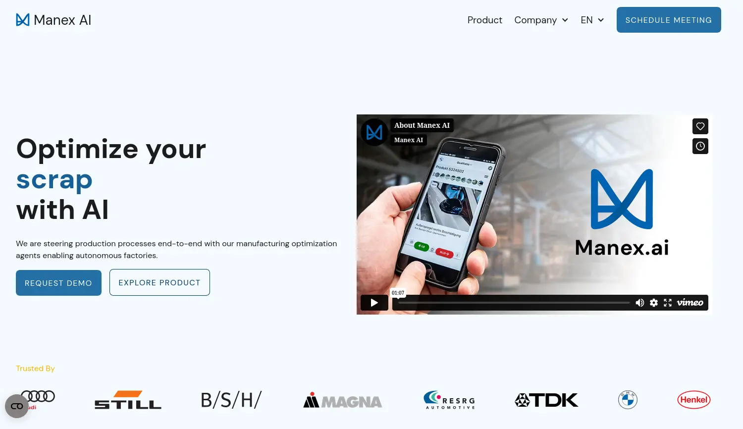 Website der Firma Manex AI GmbH