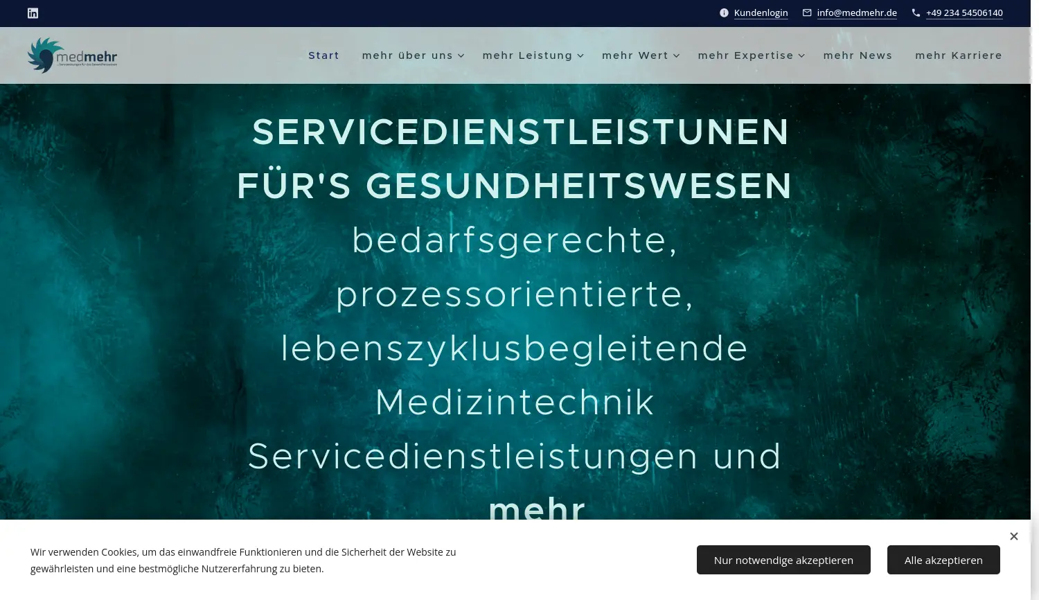 Website der Firma medmehr GmbH