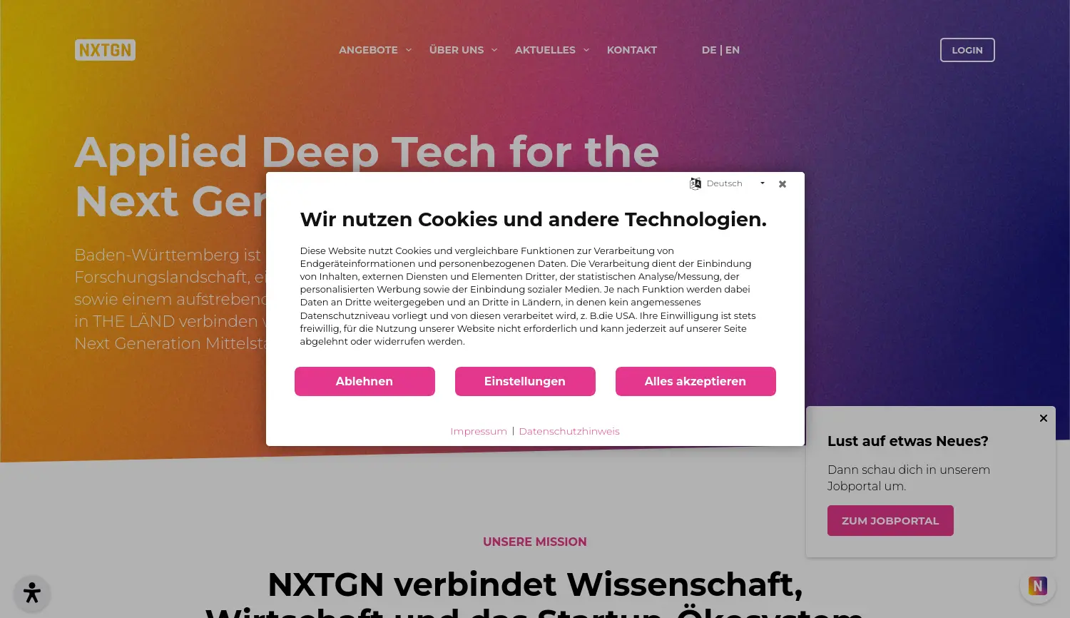 Website der Firma NXTGN Management GmbH