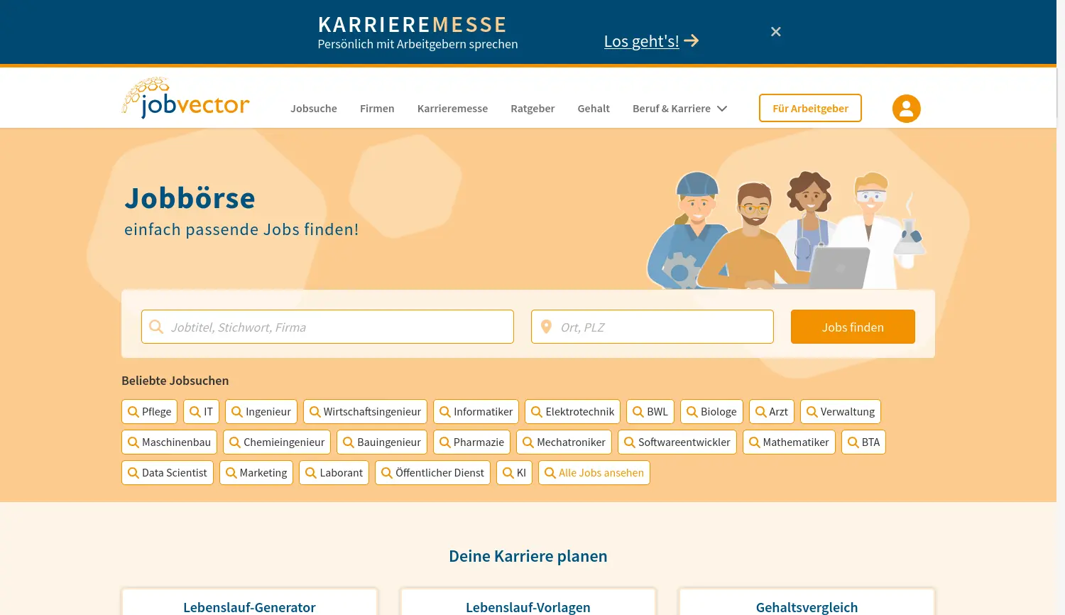 Website der Firma jobvector GmbH