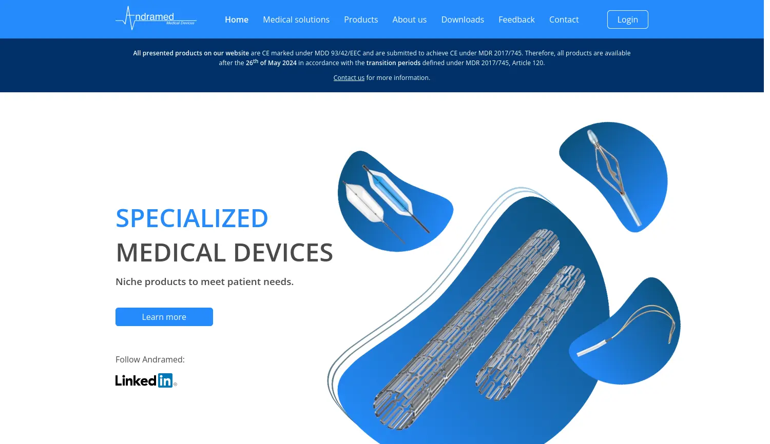 Website der Firma Andramed GmbH