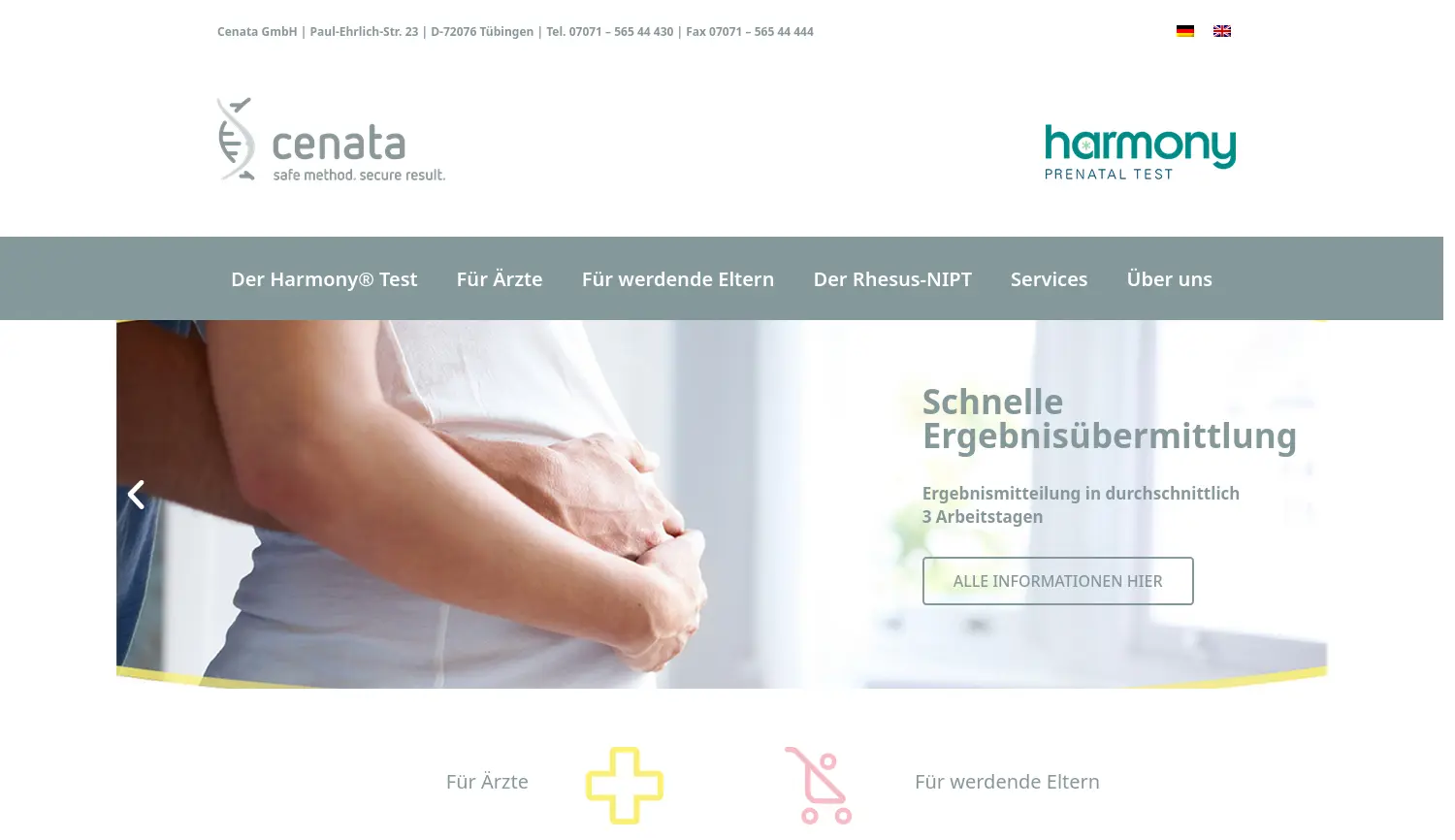 Website der Firma Cenata GmbH