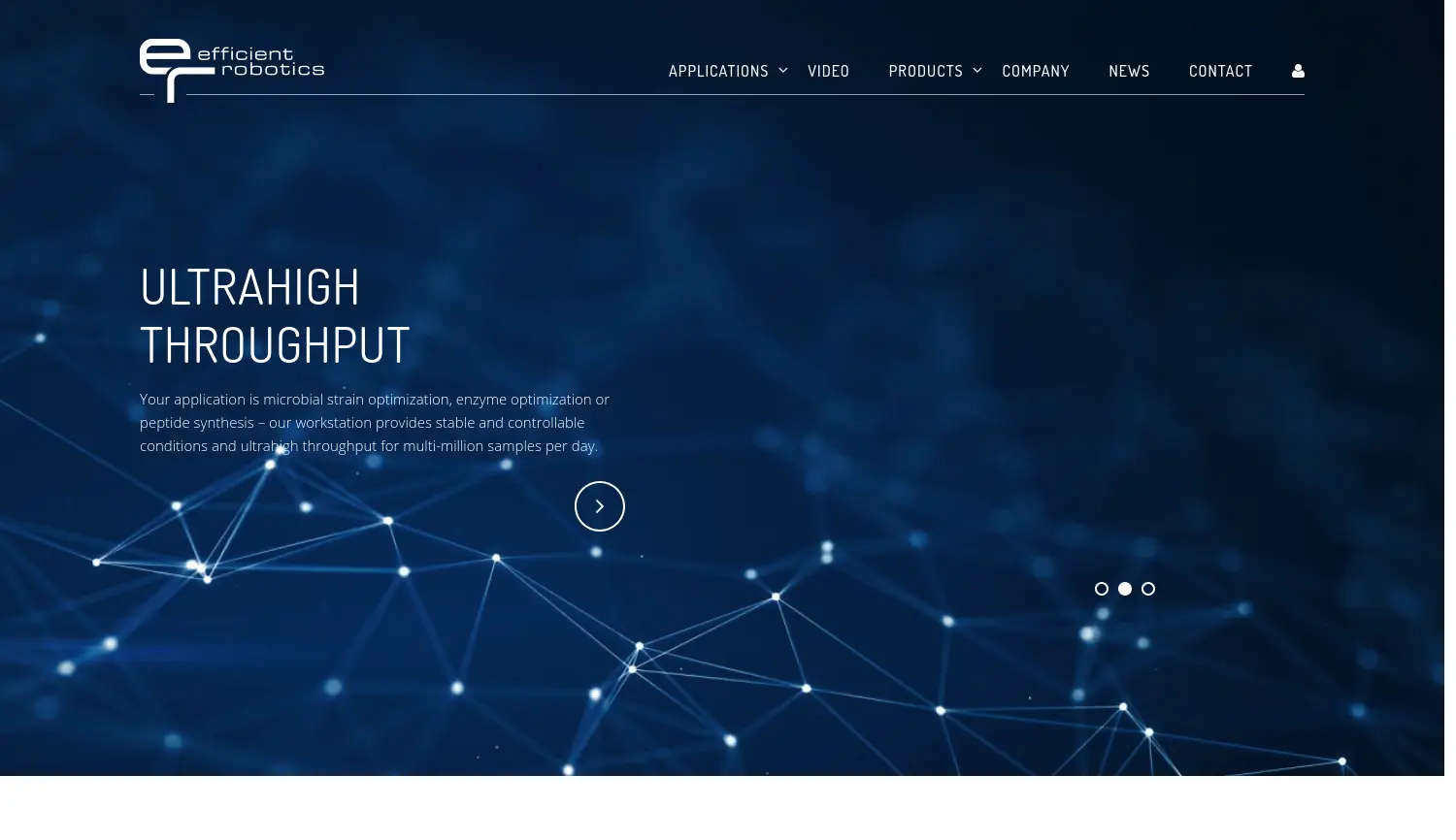 Website der Firma Efficient Robotics GmbH