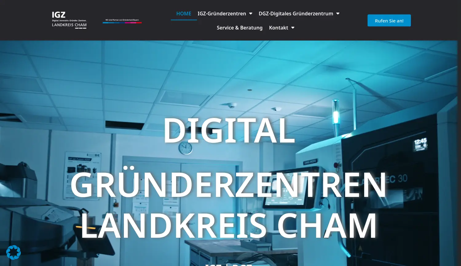 Website der Firma Innovations- und Gründerzentrum Cham GmbH