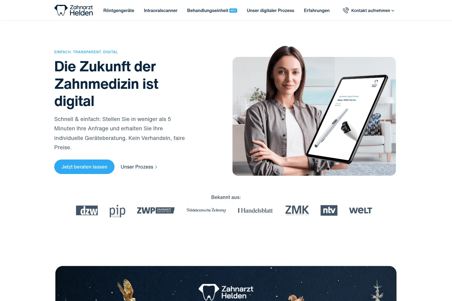 Website der Firma Zahnarzt-Helden GmbH