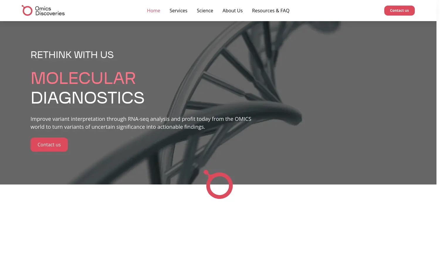 Website der Firma OmicsDiscoveries GmbH