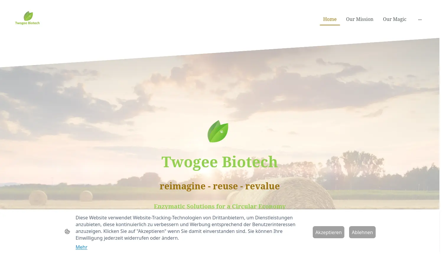Website der Firma Twogee Biotech GbR