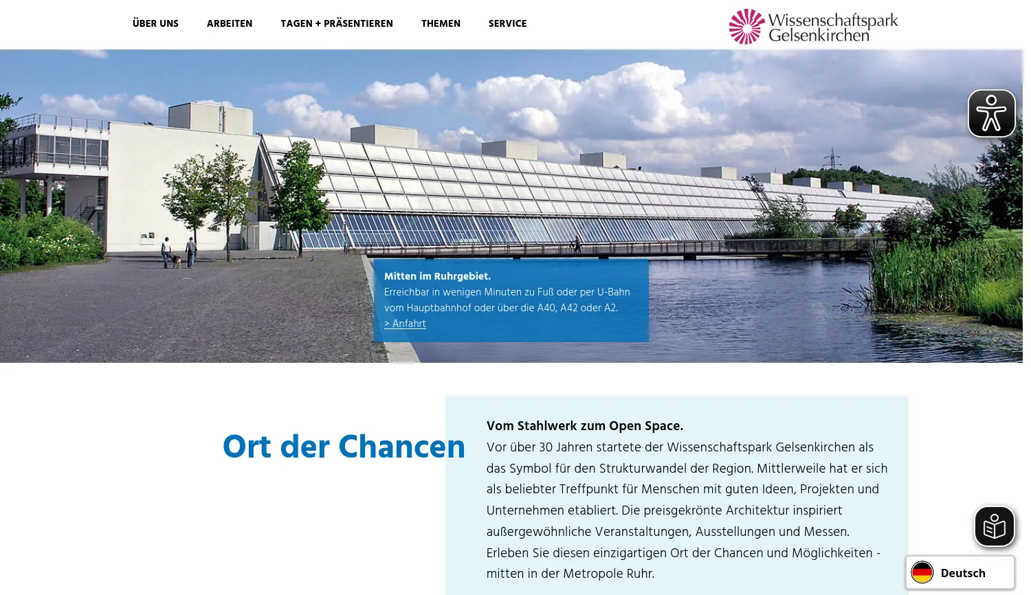 Website der Firma Wissenschaftspark Gelsenkirchen GmbH
