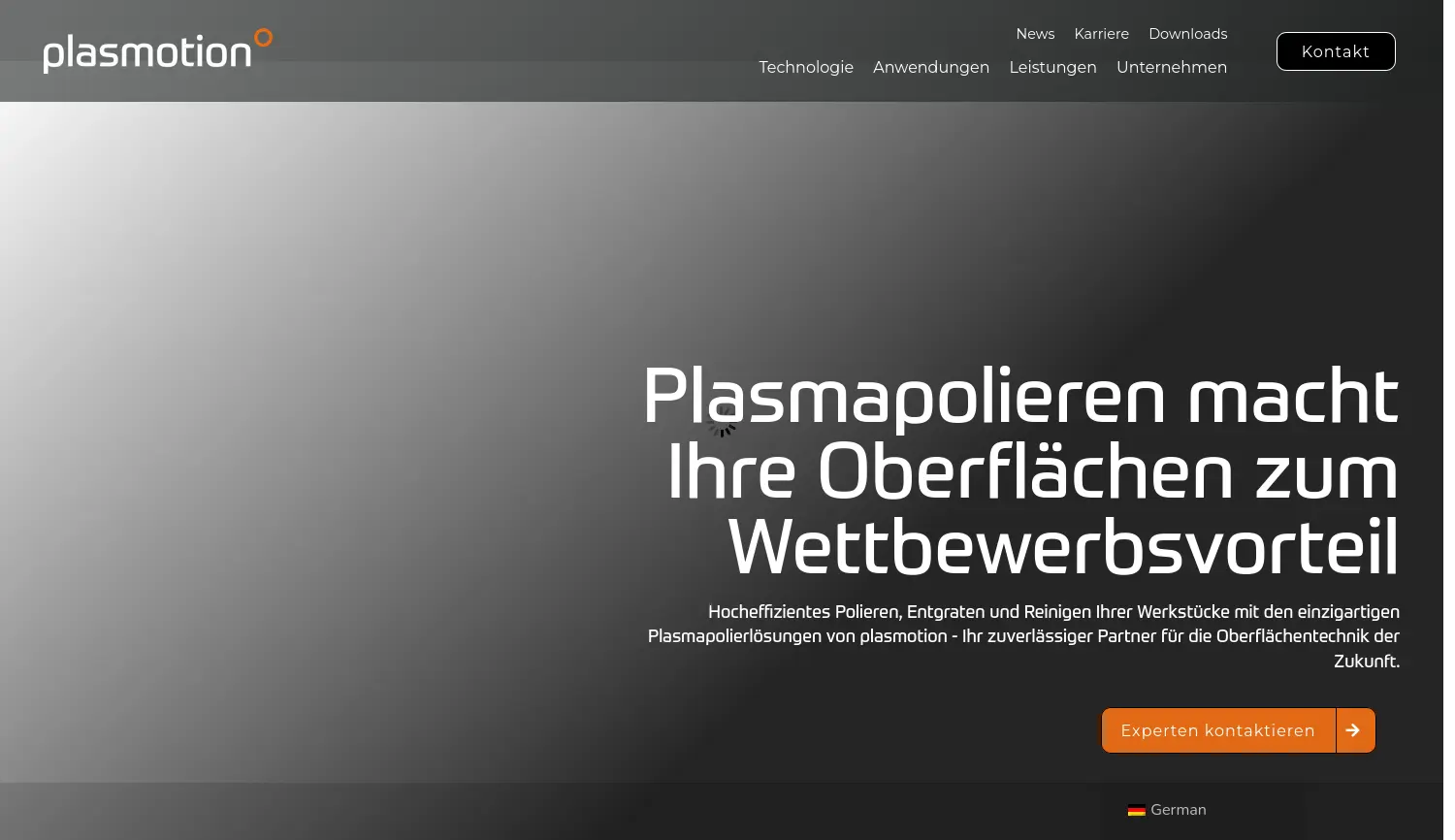 Website der Firma plasmotion GmbH