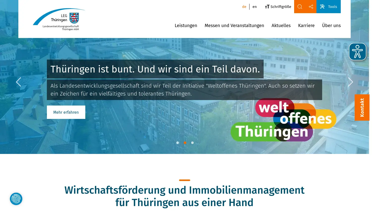 Website der Firma Landesentwicklungsgesellschaft Thüringen mbH