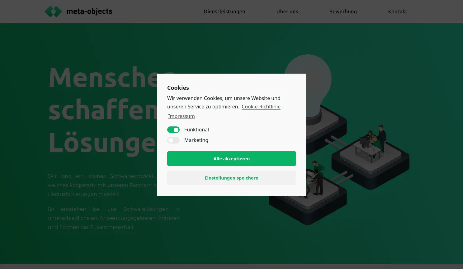 Website der Firma meta-objects.NET IT Solutions GmbH