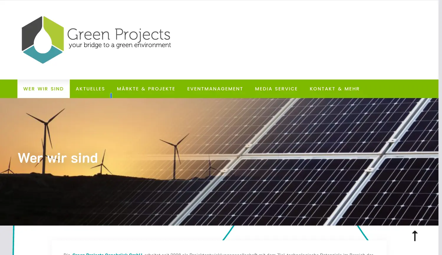 Website der Firma Green Projects Osnabrück GmbH