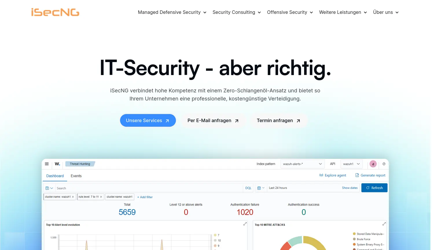 Website der Firma iSecNG GmbH
