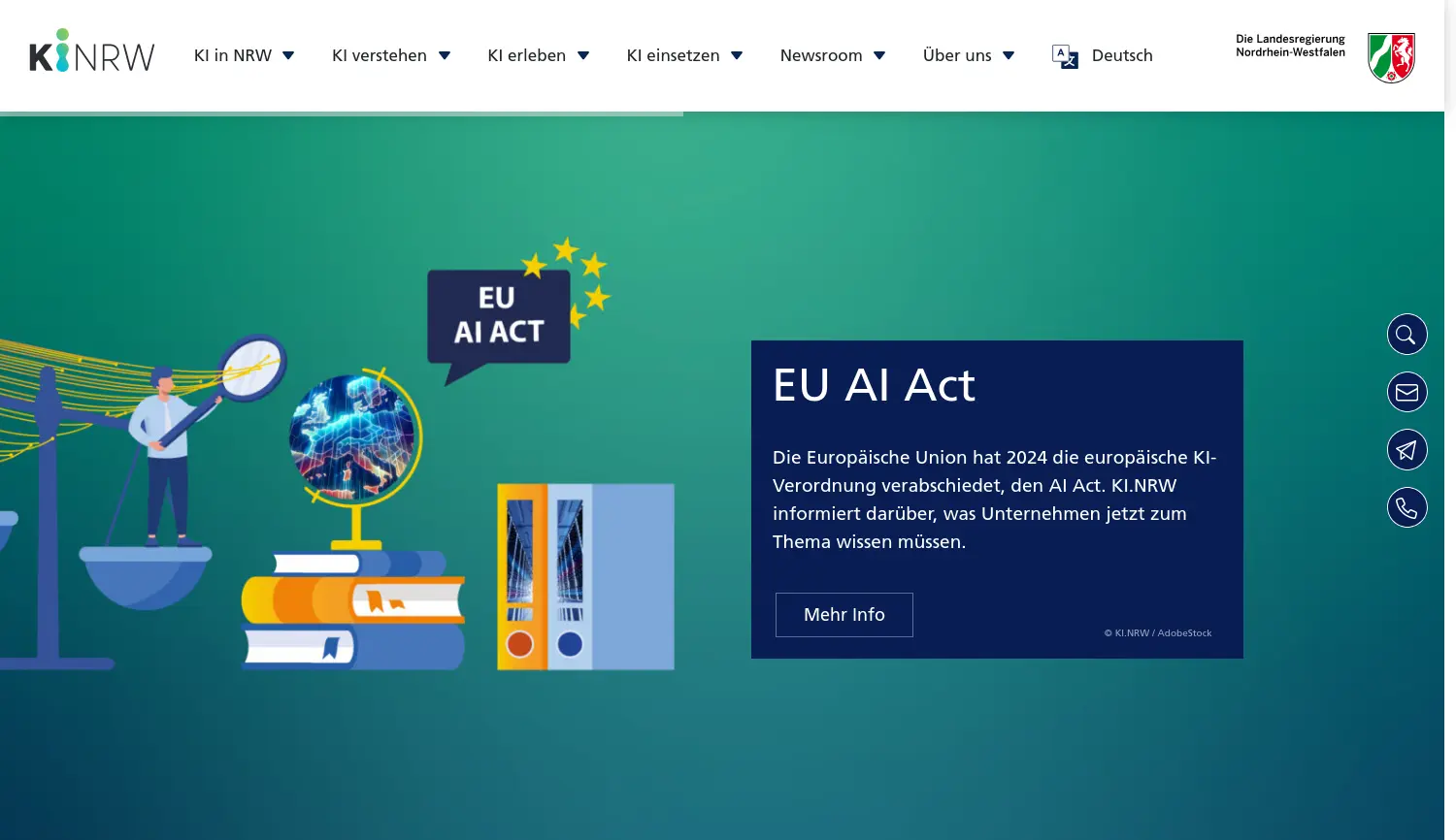 Website der Firma Kompetenzplattform Künstliche Intelligenz Nordrhein-Westfalen
