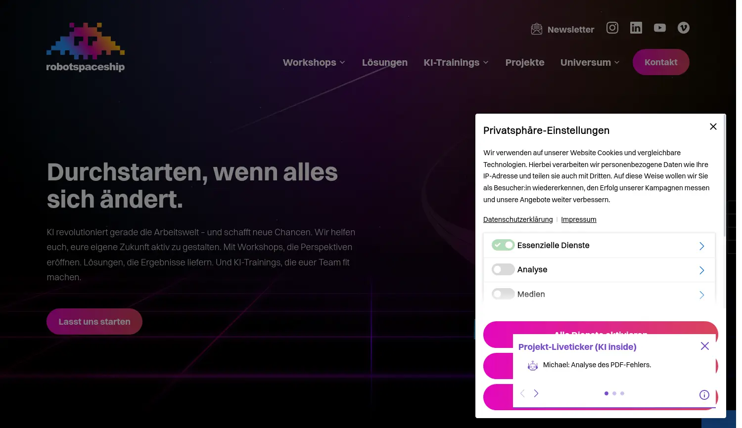 Website der Firma KEMWEB GmbH & Co. KG
