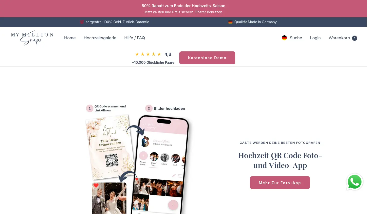 Website der Firma MyMillionSnaps