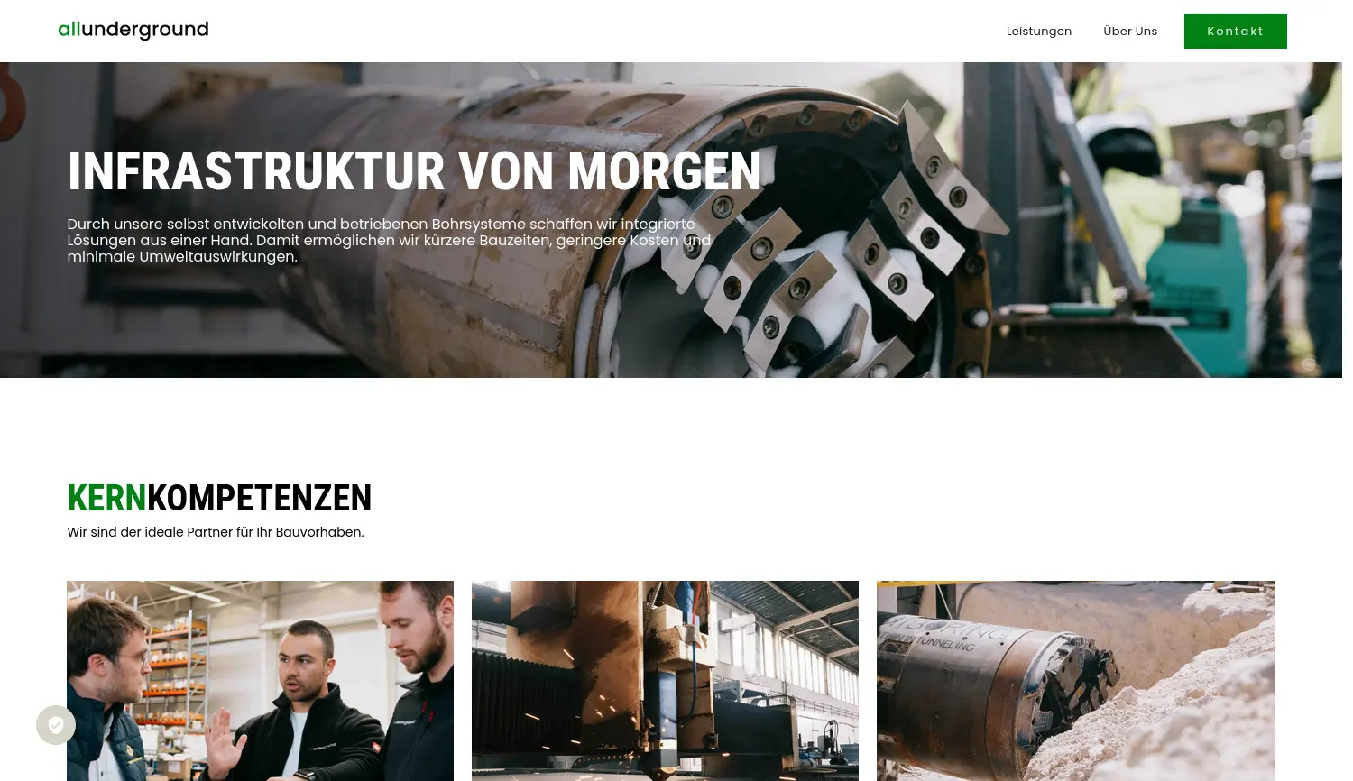 Website der Firma allunderground GmbH