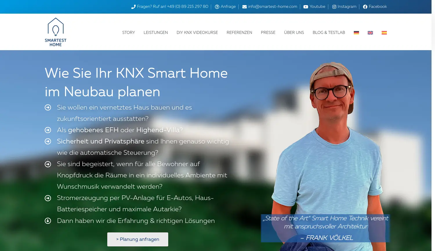 Website der Firma Smartest Home