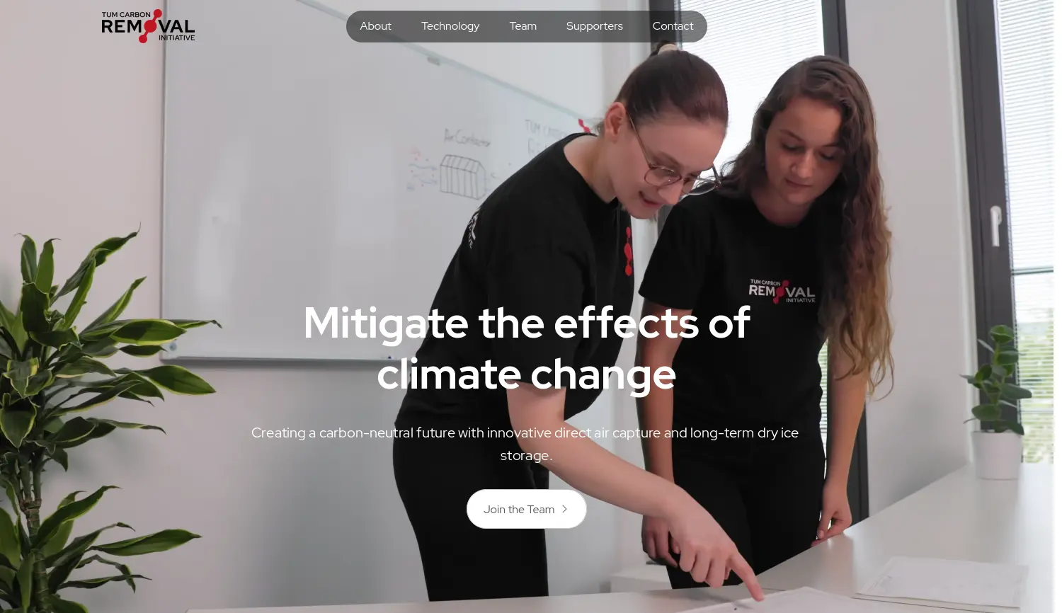 Website der Firma TUM Carbon Removal Initiative e.V.