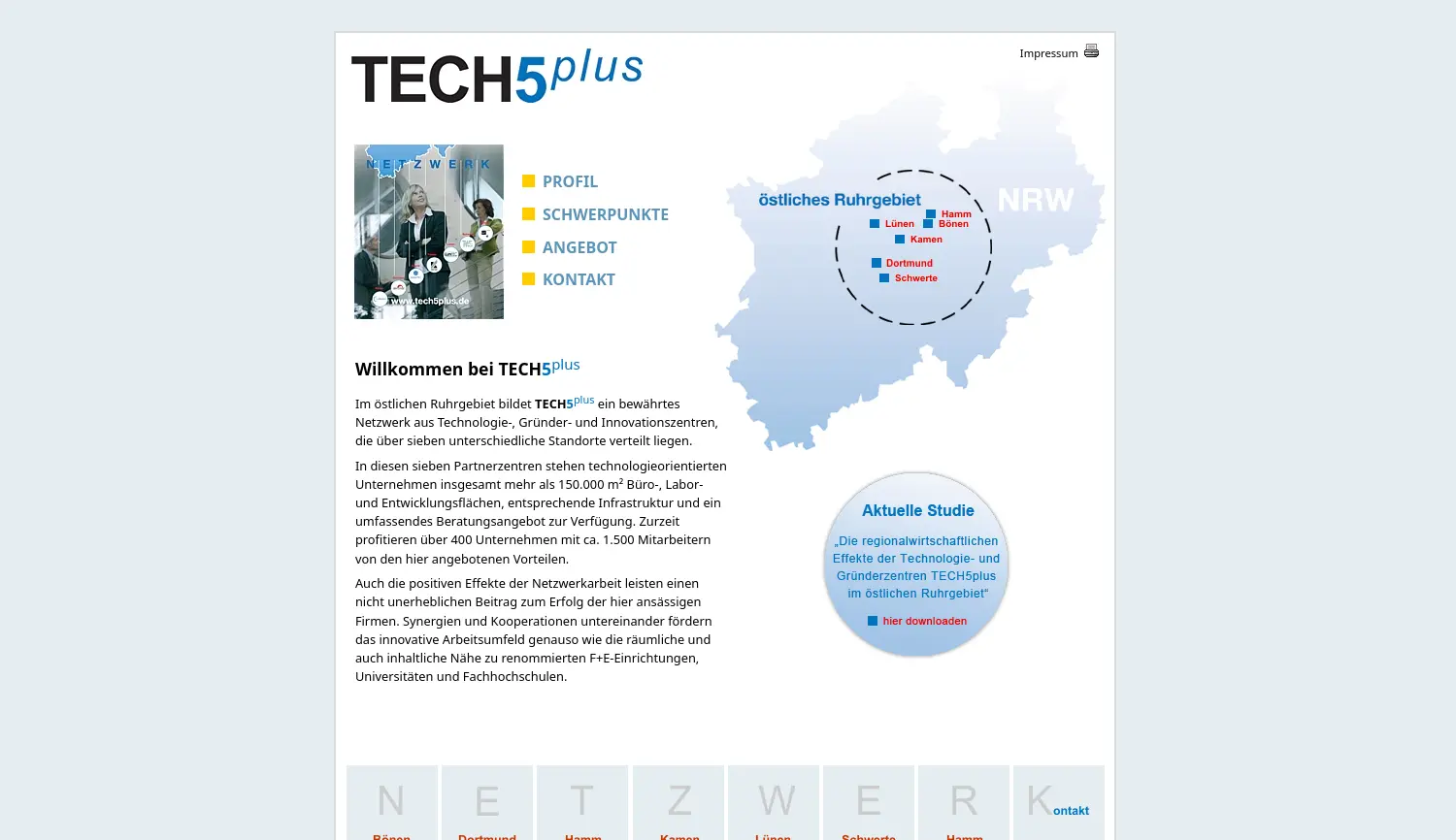 Website der Firma Hammer Technologie- und Gründerzentrum GmbH