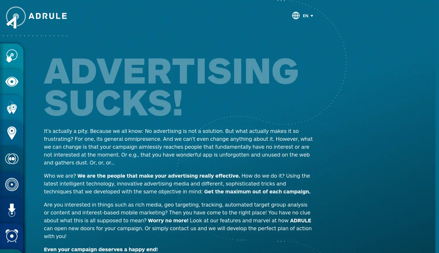 Website der Firma adrule mobile GmbH