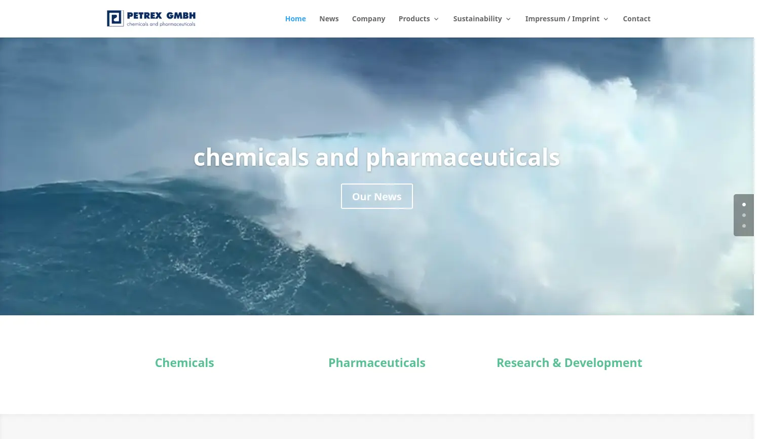 Website der Firma PETREX GMBH