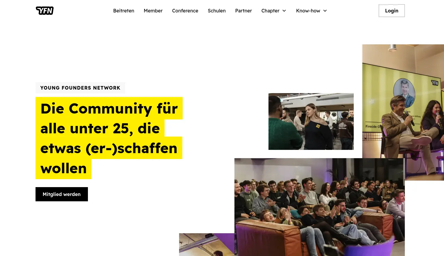 Website der Firma Young Founders Network e.V.