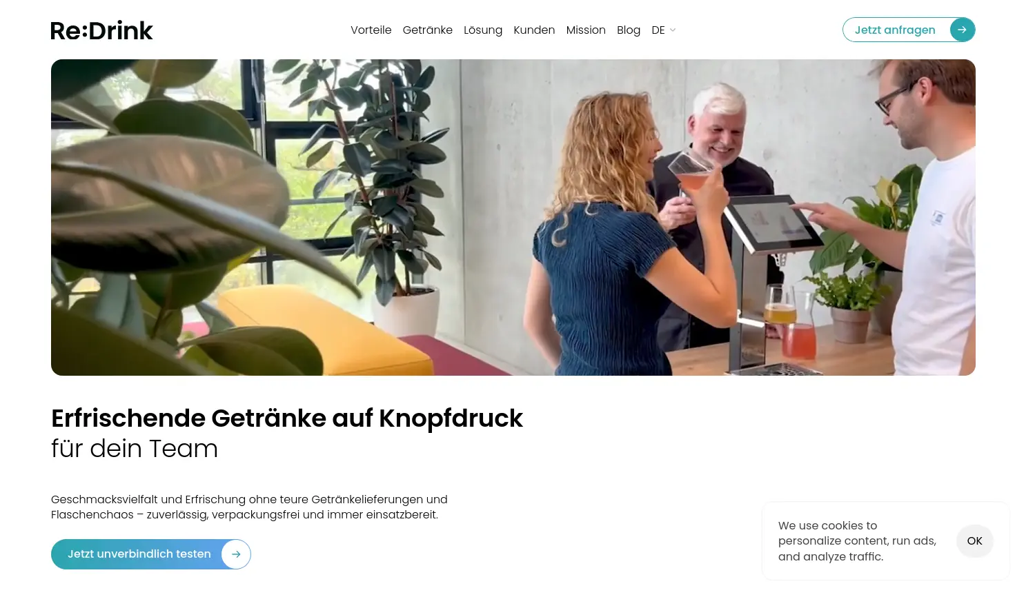 Website der Firma ReDrink GmbH