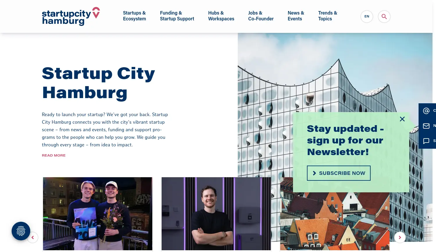 Website der Firma HIW Hamburg Invest Wirtschaftsförderungsgesellschaft mbH