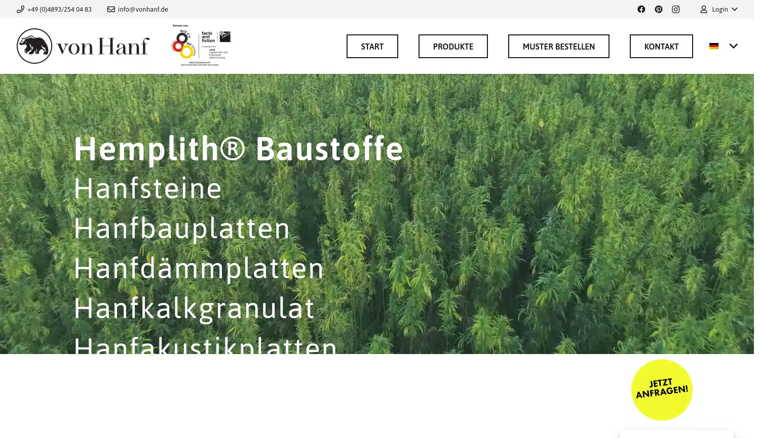 Website der Firma von Hanf Handels GmbH & Co.KG