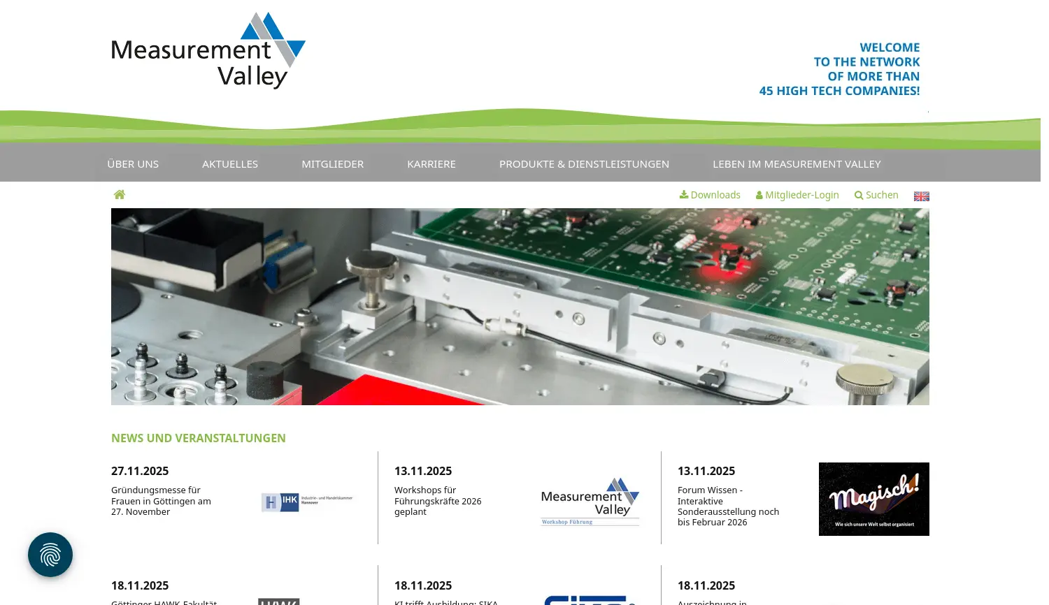 Website der Firma Measurement Valley e.V.