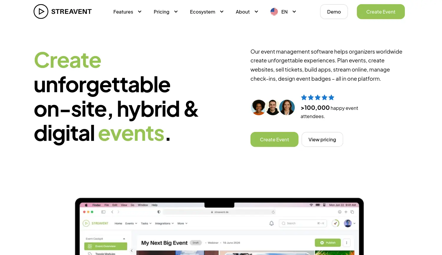Website der Firma Streavent UG (haftungsbeschränkt)