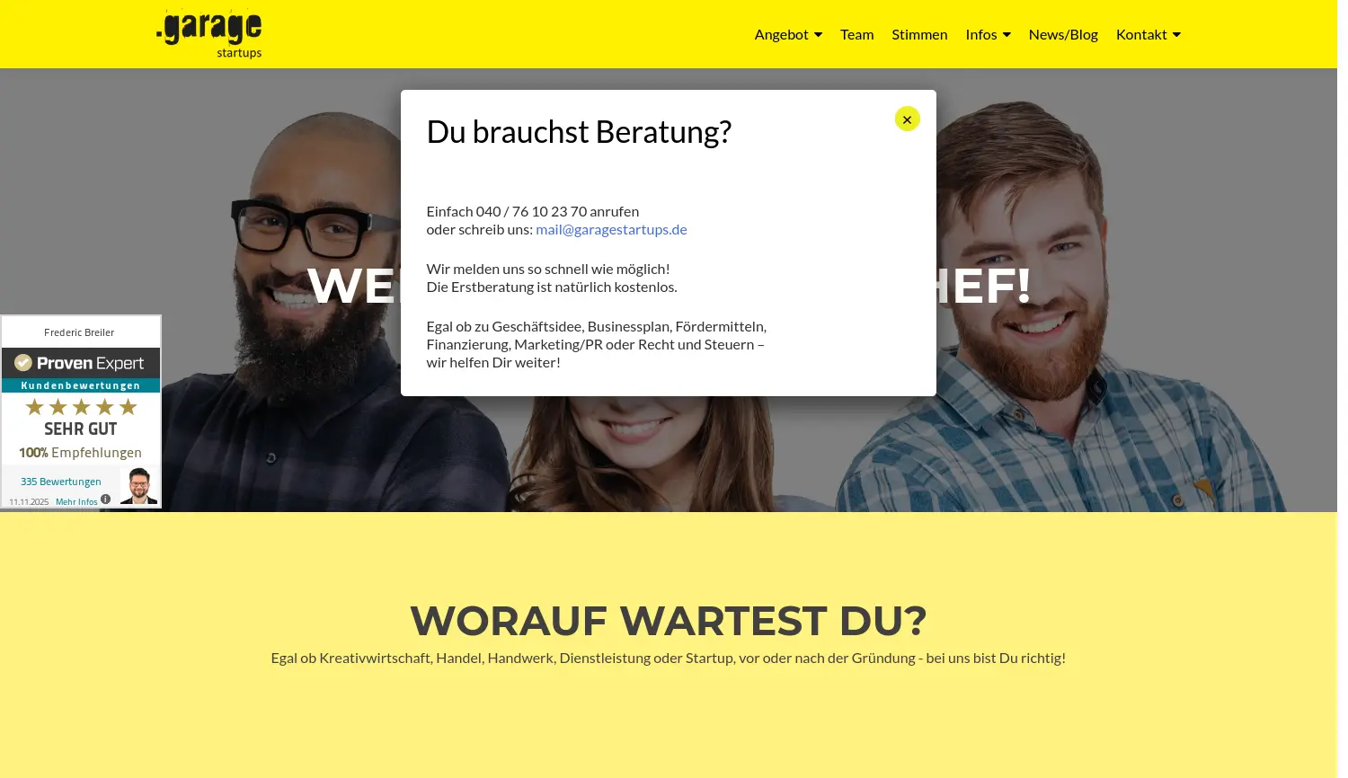 Website der Firma Breiler Consulting, Frederic Breiler