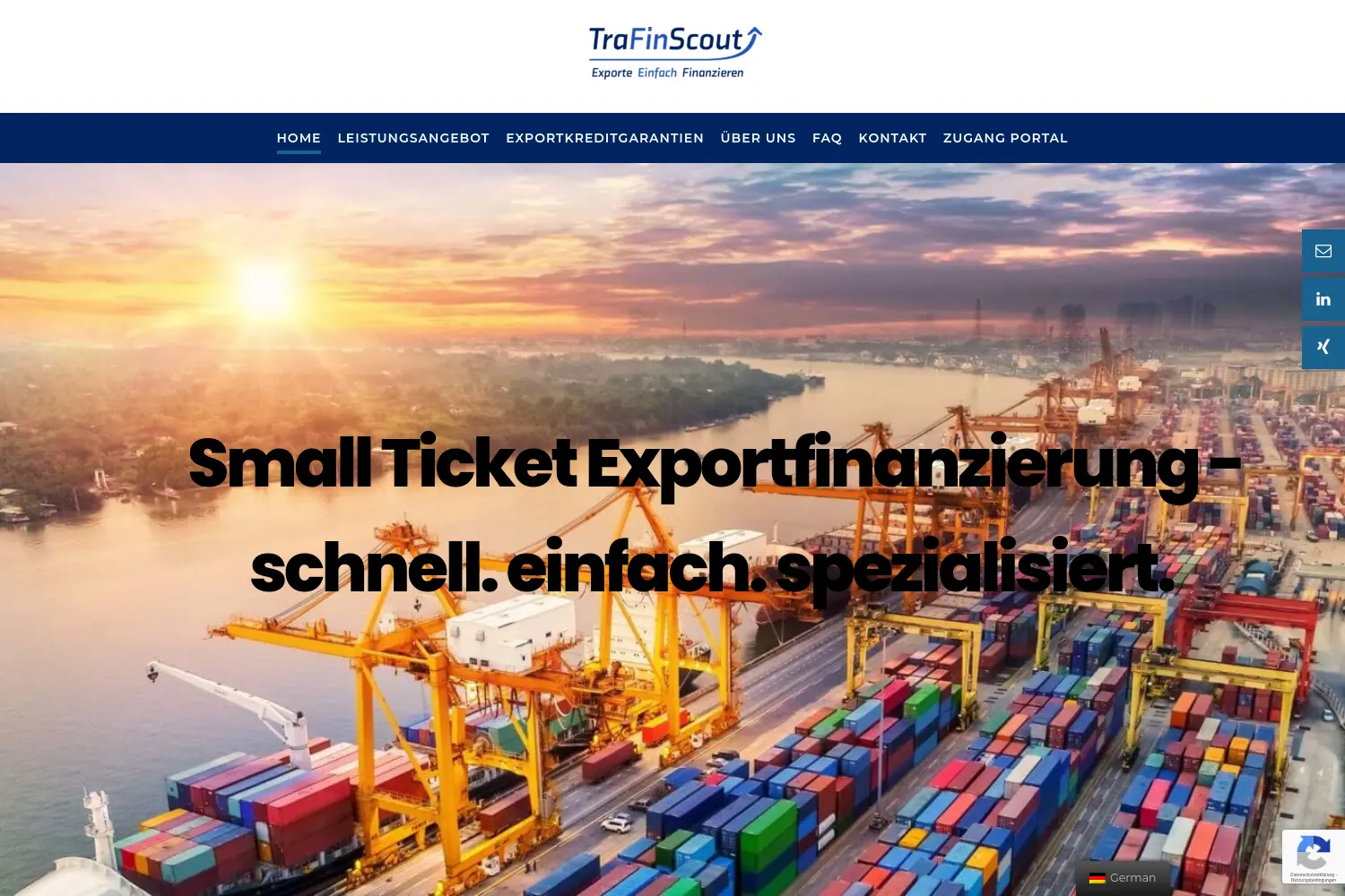 Website der Firma TraFinScout GmbH