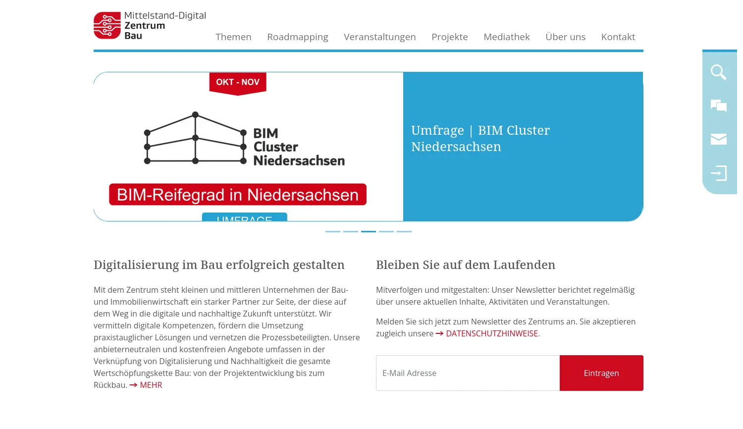 Website der Firma Digitalzentrum Bau