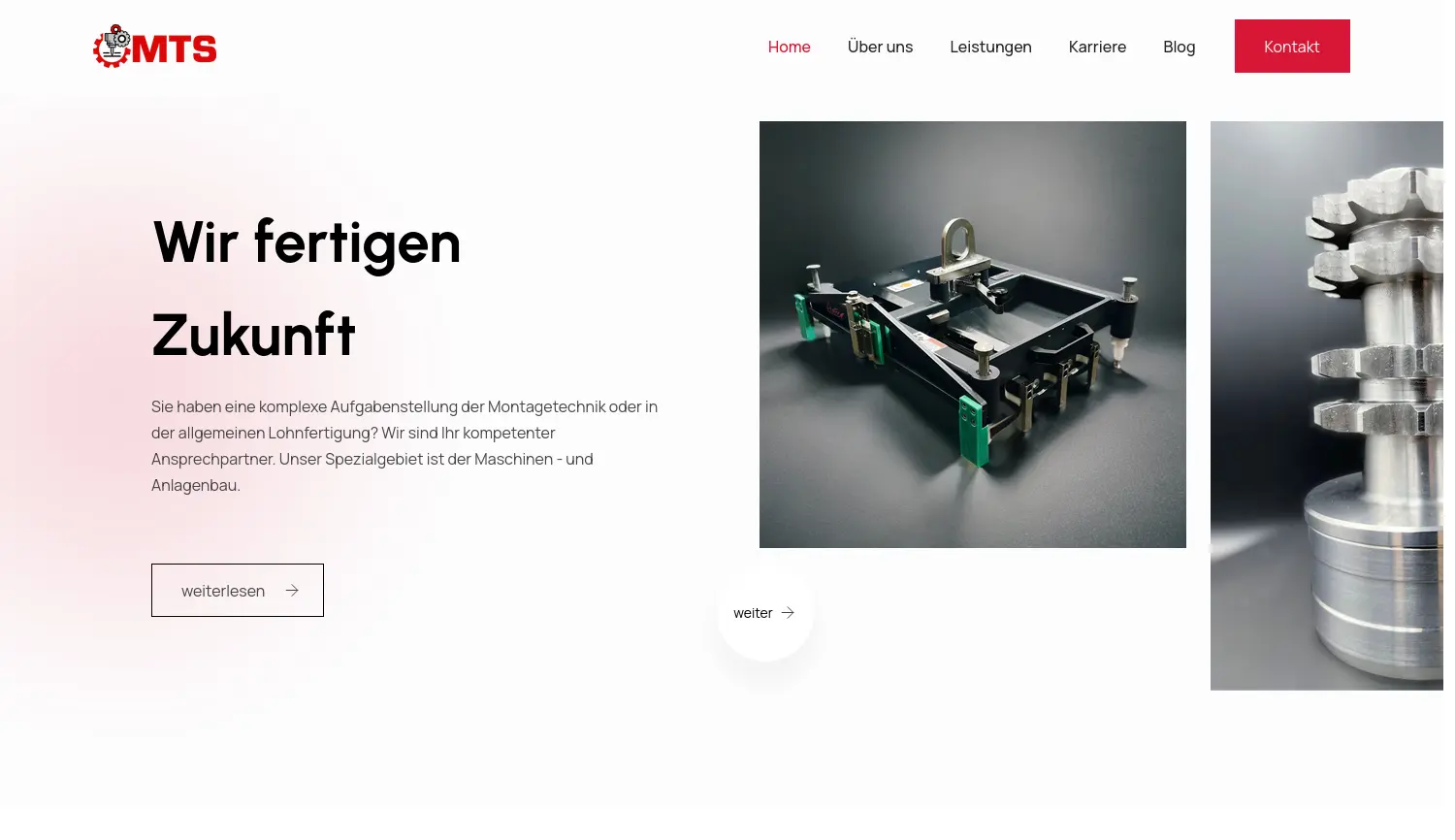 Website der Firma MTS Metal Solutions GmbH