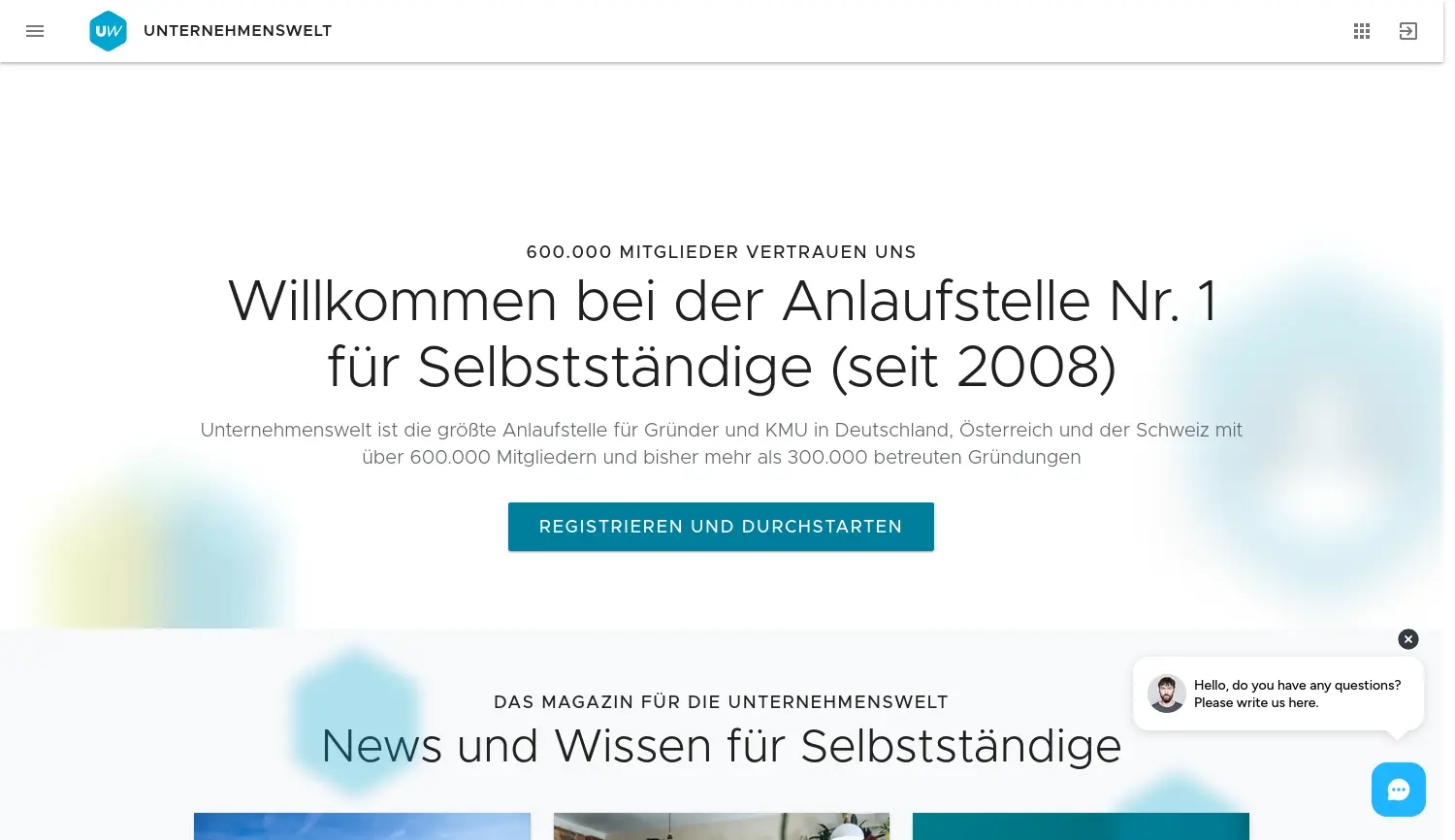 Website der Firma Unternehmenswelt Portal GmbH