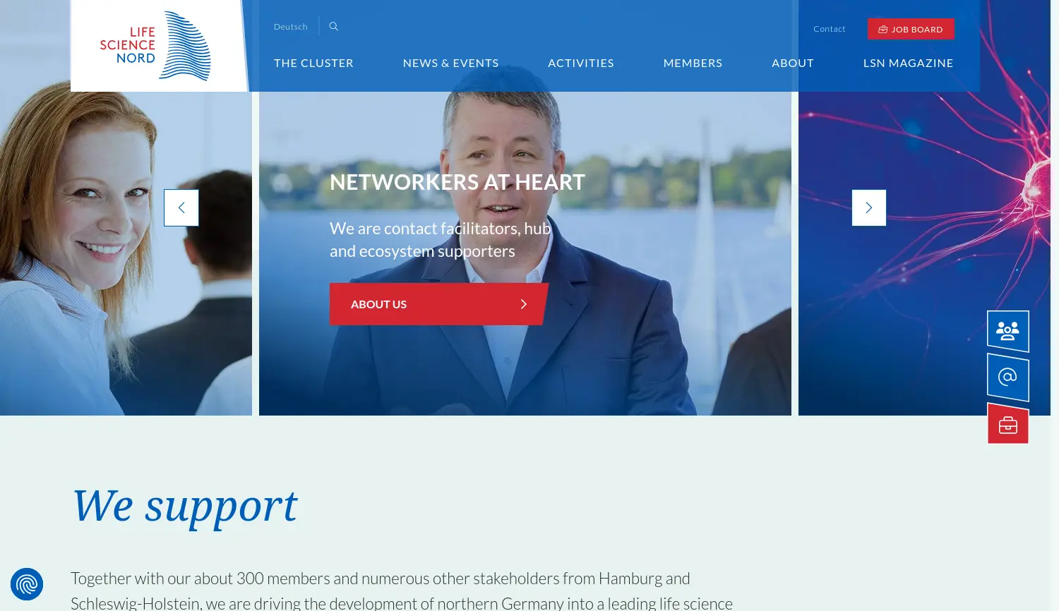 Website der Firma Life Science Nord Management GmbH