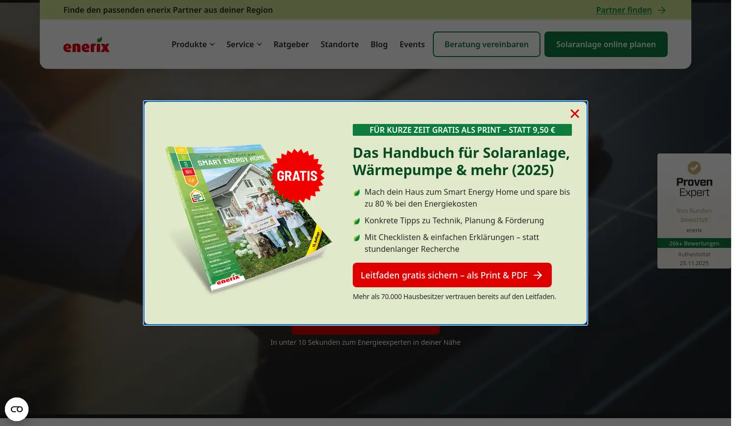 Website der Firma enerix Franchise GmbH & Co KG